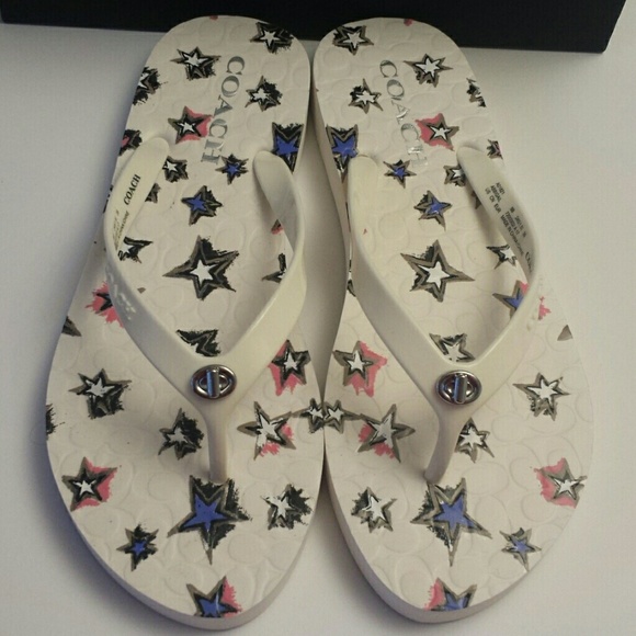 Coach Shoes - Coach ABBIGAIL STAR RUBBER SANDALS FLIP FLOPS WHIT